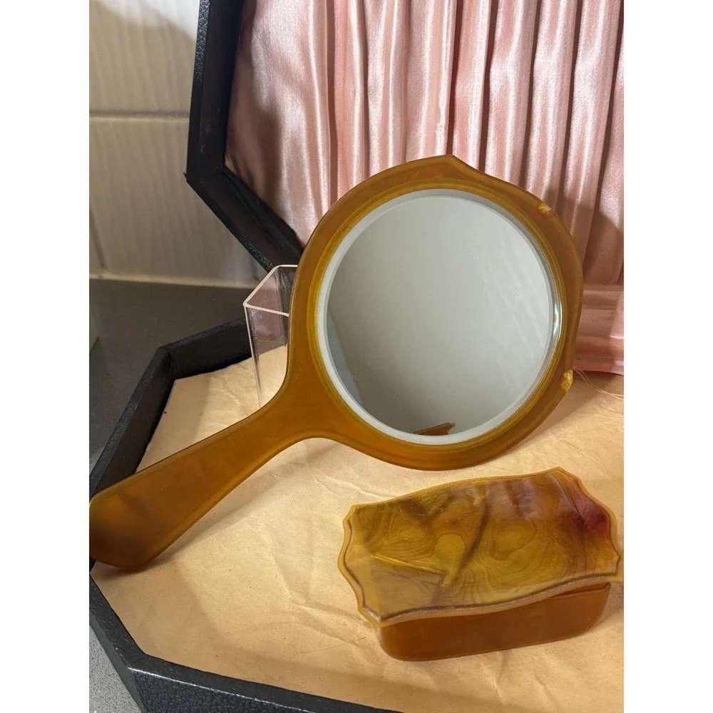 Vintage Bakelite (Tested) 8 Piece Art Deco Vanity Set 1930's with Original Case